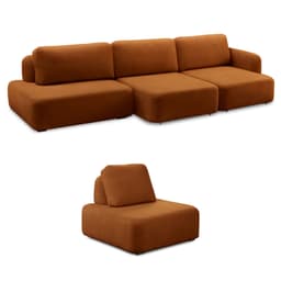 Conjunto Sala de Estar 1 Sofá Retrátil Modulado 312cm e 1 Poltrona Santiago Bouclê Terracota G89 - Gran Belo