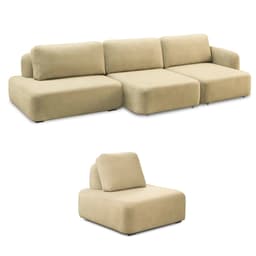 Conjunto Sala de Estar 1 Sofá Retrátil Modulado 342cm e 1 Poltrona Santiago Bouclê Bege G89 - Gran Belo