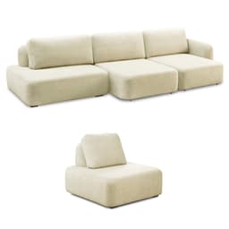 Conjunto Sala de Estar 1 Sofá Retrátil Modulado 342cm e 1 Poltrona Santiago Bouclê Off White G89 - Gran Belo