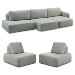 Conjunto Sala de Estar 1 Sofá Retrátil Modulado 372cm e 2 Poltronas Santiago Bouclê Cinza G89 - Gran Belo