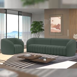 Conjunto Sala de Estar Sofá 252cm 3 Lugares e Poltrona Adam Veludo Cinza G45 - Gran Belo