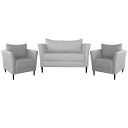 Conjunto Sofá 2 Lugares com 2 Poltronas Pés Palito Lubbock Couro Branco G58 - Gran Belo