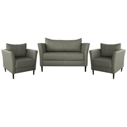 Conjunto Sofá 2 Lugares com 2 Poltronas Pés Palito Lubbock Couro Fendi G58 - Gran Belo