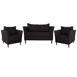 Conjunto Sofá 2 Lugares com 2 Poltronas Pés Palito Lubbock Couro Marrom G58 - Gran Belo