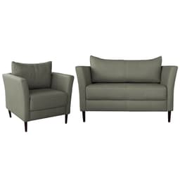 Conjunto Sofá 2 Lugares com Poltrona Pés Palito Lubbock Couro Fendi G58 - Gran Belo