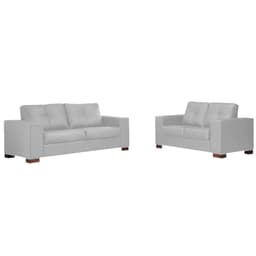 Conjunto Sofá 3 e 2 Lugares Sala de Estar kenny Couro Cinza G43 - Gran Belo