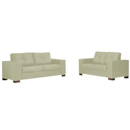 Conjunto Sofá 3 e 2 Lugares Sala de Estar kenny Couro Off White - Gran Belo