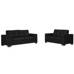 Conjunto Sofá Sala de Estar kenny Pés Madeira Couro Preto G43 - Gran Belo