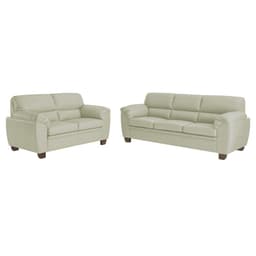 Conjunto de Sofás 2 e 3 Lugares Sala de Estar Pés em Madeira Nauru Couro Off White - Gran Belo