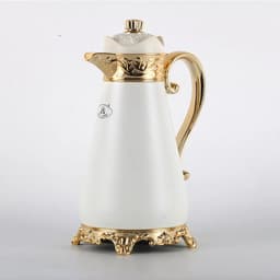 Garrafa Términa 1 Litro Louise Luxuosa Quente Frio Inox Branca/Dourada G95 - Gran Belo