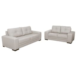 Jogo de Sofá 2 e 3 Lugares Sala de Estar Milano Couro Off White G58 - Gran Belo