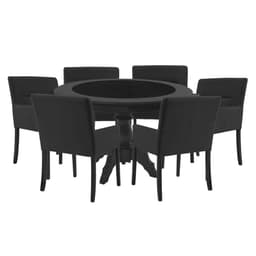 Mesa de Jogos Carteado Montreal Redonda Tampo Reversível Preto com 6 Cadeiras Vicenza Preto Fosco G36 G15 - Gran Belo