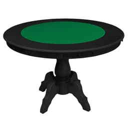 Mesa de Jogos Carteado Redonda Montreal 6 Lugares Tampo Reversível com Gavetas e Porta Copos Preto Fosco - Gran Belo
