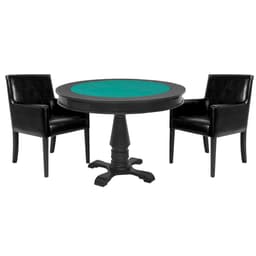 Mesa de Jogos Carteado Victoria Redonda Tampo Reversível Preto com 2 Cadeiras Liverpool PU Preto Liso G36 G15 - Gran Belo