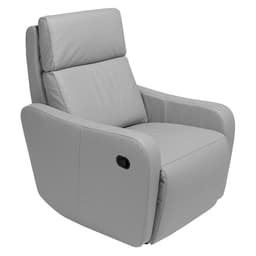 Poltrona Decorativa Reclinável Manual Moroni Couro Cinza G43 - Gran Belo