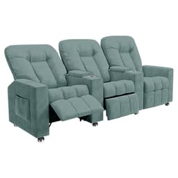 Poltrona Reclinável 3 lugares para Sala de Cinema Pequim Veludo Azul Claro G23 - Gran Belo