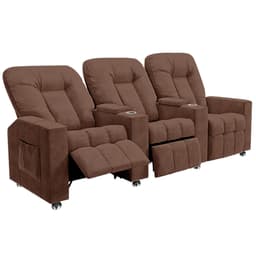 Poltrona Reclinável 3 lugares para Sala de Cinema Pequim Veludo Terracota G23 - Gran Belo