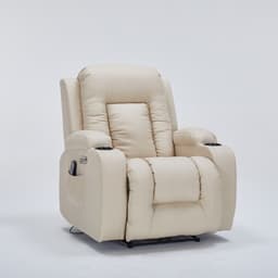 Poltrona do Papai Reclinável Elétrica Austin com Massagem Aquecimento entrada USB/USB-C PU Bege G94 - Gran Belo