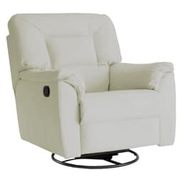 Poltrona do Papai Reclinável Giratória com Balanço Doha Couro Off White G43 - Gran Belo
