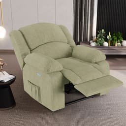 Poltrona do Papai Reclinável Sala de Cinema Madrid Elétrica Touch Massagem USB Linho Bege  G26