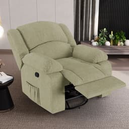 Poltrona do Papai Reclinável Sala de Cinema Madrid Glider Manual Giratória USB Linho Bege  G26