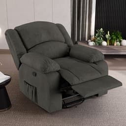 Poltrona do Papai Reclinável Sala de Cinema Madrid Glider Manual Giratória USB Linho Chumbo  G26