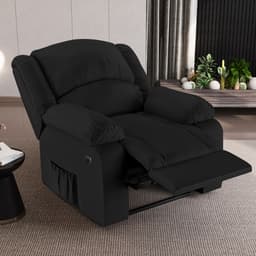Poltrona do Papai Reclinável Sala de Cinema Madrid Power Elétrica Massagem USB PU Preto  G23