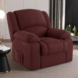 Poltrona do Papai Reclinável Sala de Cinema Madrid Power Touch Massagem USB Veludo Vinho  G23