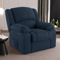 Poltrona do Papai Reclinável Sala de Cinema Madrid Power Touch USB Veludo Azul  G23