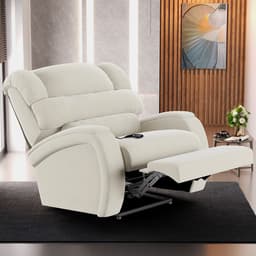 Poltrona do Papai Sala de Cinema Reclinável Kylie Controle Power Elétrico Veludo Bege G23
