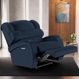 Poltrona do Papai Sala de Cinema Reclinável Kylie Elétrica Botão com Led Massagem USB PU Azul G23