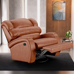 Poltrona do Papai Sala de Cinema Reclinável Kylie Glider Manual Giratória Massagem USB PU Caramelo Brilho G23