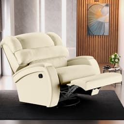 Poltrona do Papai Sala de Cinema Reclinável Kylie Glider Manual Giratória USB PU Bege G23