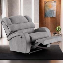 Poltrona do Papai Sala de Cinema Reclinável Kylie Power Elétrica Massagem USB Linho Cinza G23