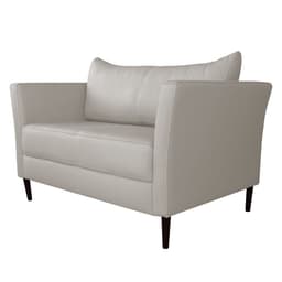 Sofá 2 Lugares Decorativo Sala de Estar 120cm Pés Palito Lubbock Couro Off White G58 - Gran Belo