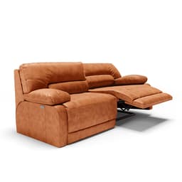 Sofá 2 Lugares Reclinável Elétrico Asmará 230cm Couro Amarula G43 - Gran Belo