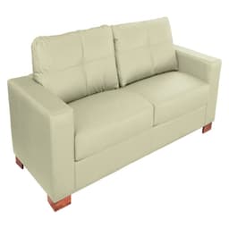 Sofá 2 Lugares Sala de Estar Pés Madeira kenny 160 cm Couro Off White G43 - Gran Belo
