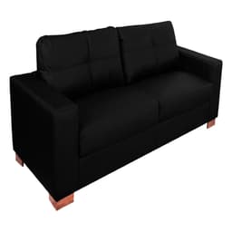 Sofá 2 Lugares Sala de Estar Pés Madeira kenny 160 cm Couro Preto G43 - Gran Belo