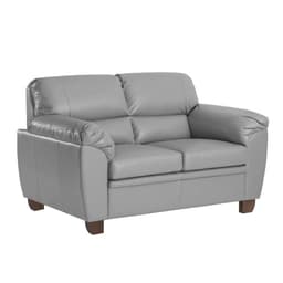 Sofá 2 Lugares Sala de Estar Pés em Madeira Nauru Couro Cinza - Gran Belo