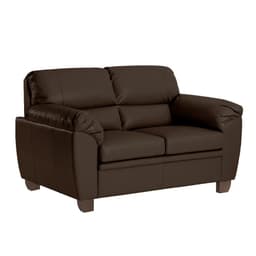 Sofá 2 Lugares Sala de Estar Pés em Madeira Nauru Couro Tabaco G43 - Gran Belo