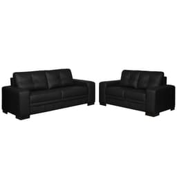 Sofá 2 e 3 Lugares Milano Couro Preto Fosco - Gran Belo