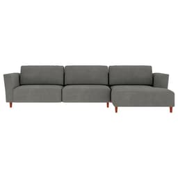 Sofá 290cm com Chaise Direita Franz Suede Grafite - Gran Belo
