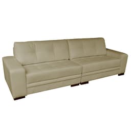 Sofá 3 Lugares Bipartido Sala de Estar Milano 240cm Couro Bege G58 - Gran Belo