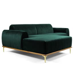 Sofá 3 Lugares Bipartido com Chaise Lado Direito Base de Madeira Euro 230 cm Veludo Verde G15 - Gran Belo