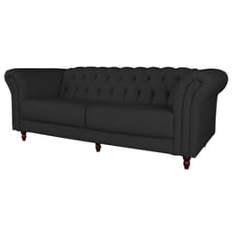 Sofá 3 Lugares Maggiore 220cm Couro Preto - Gran Belo