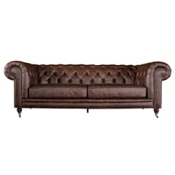 Sofá 3 Lugares Sala de Estar 235cm Chesterfield Duo Couro Tabaco - Gran Belo