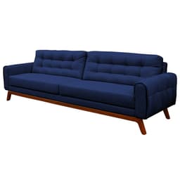 Sofá 3 Lugares Sala de Estar Eros 210 cm Veludo Azul Marinho Base Fixa G15 - Gran Belo