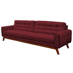 Sofá 3 Lugares Sala de Estar Eros 210 cm Veludo Vinho Base Fixa G15 - Gran Belo