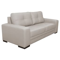 Sofá 3 Lugares Sala de Estar Milano 210cm Couro Off White G58 - Gran Belo