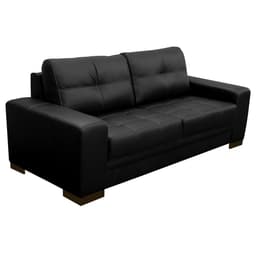 Sofá 3 Lugares Sala de Estar Milano 210cm Couro Preto G58 - Gran Belo